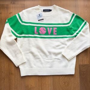 RUNWAY ATHLETICS LOVE Sweater - Pink, Green & Cream Tennis Inspired Size Medium